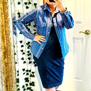 Details | Blue/Pink/Wht Stripped Shirt w/2 Flap Chest Pockets Sz: S ( fit M )